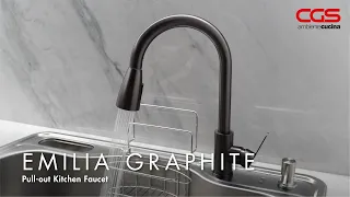 CGS Emilia Graphite Pull Out Mixer Taps - Keran Air Dapur dengan Selang Tarik