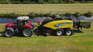 Baling and wrapping grass with New Holland Bigbaler 1290 plus loopmaster and McHale 998 High Speed