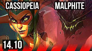 CASSIOPEIA vs MALPHITE (TOP) | 6 solo kills, 40k DMG, 600+ games | EUW Master | 14.10