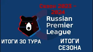 Российская премьер лига Сезон 2023 - 2024 Итоги 30 тура и сезона  #футбол,#рпл2324