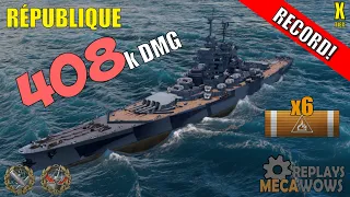 DAMAGE RECORD! République 2 Kills & 408k Damage | World of Warships Gameplay