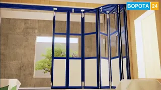 Стеклянные ворота складные - Автоматические ворота из стекла по типу Гармошка - Книжка