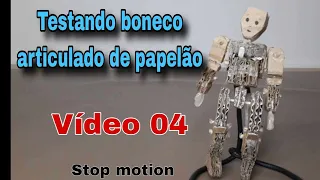 Testando boneco articulado de papelão VIDEO 04 / Cardboard articulated puppet vd. 04 (stop motion)