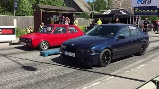 BMW 535i E39 4.4 swap vs VW Golf GTI Mk1 1.8T 20v AEB 1/8 mile drag race