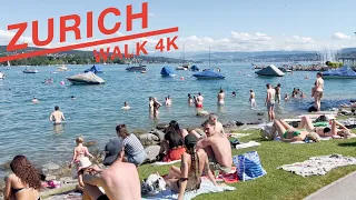 Zurich complete walk on the left side of the lake Zurich on a hot summer day (4K, 60 fps), June 2022