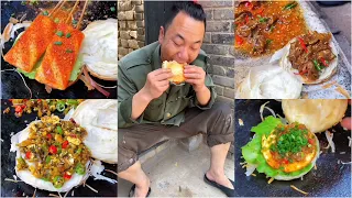 Chinese Burger | Use stone to cook Egg, Sausage, Beef, Sauerkraut | FoodiesShow