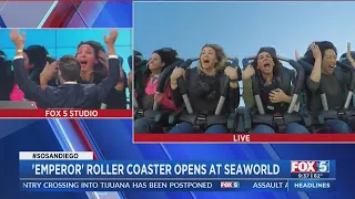 FOX 5 Crew Rides SeaWorld's New 'Emperor" Roller Coaster