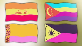 Flags With Cyberpunk Style Colors