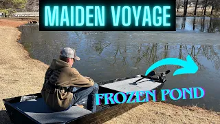 Tin Bin’s Maiden Voyage! | Frozen Pond | Almost Fell In |