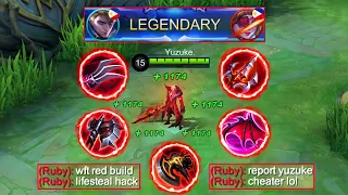 ALUCARD RED BUILD | UNLIMITED LIFESTEAL HACK! | ENEMY THOUGHT IM USING CHEAT!! 🤣 | MLBB