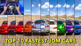 Top 10 Fastest Tuned JDM Cars In Forza Horizon 5 | Steering Wheel Gameplay