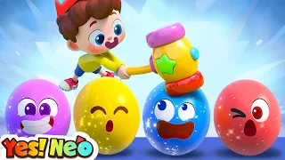 Surprise Eggs Kids Songs | Learn Colors - Five Little Cars | Nursery Rhymes & Kids Songs | Yes! Neo
