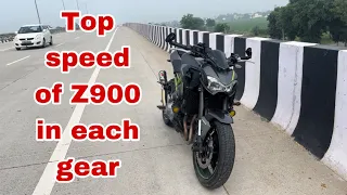 Top speed of Z900 from 1st to 5th gear | Each gear top end