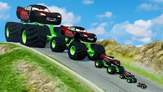 Big & Small Monster Truck Evil Mcqueen Vampire vs DOWN OF DEATH in BeamNG.Drive