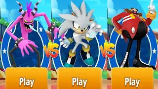 Sonic Dash - Eggman vs Silver vs Zazz - All Bosses All Boss Fights All Characters Unlocked Gameplay
