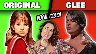 Are GLEE COVERS actually BETTER than the ORIGINAL SONGS? | Vocal Coach Reacts