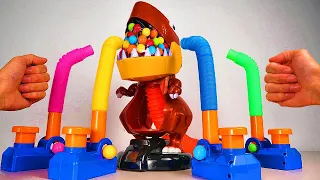 Pop Tube Marble Run Race ASMR # 10 ☆ T-Rex Likes It Wild ☆ Creative Healing Sound Machine Build