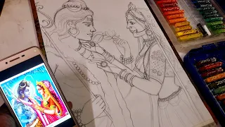 Shiv parvati drawing with oil pastel part 1 #shivratri #oilpasteldrawings #howto