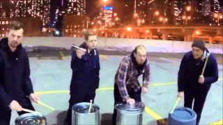 Drumline On Garbage Cans