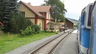 Czech Republic: Arrival and departure at Horni Lipova station on the scenic Zabreh - Jesenik line