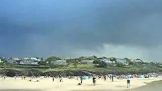 Polzeath beach view of Boscastle floods