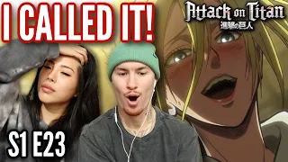 IS THERE NO ONE ELSE?! | Attack on Titan Reaction S1 Ep 23