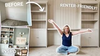 DIY renter-friendly built-ins ✨ + Removable vertical shiplap wall!