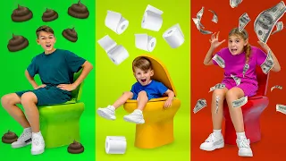 💩🌈 ¡Explosión de Color en el Desafío de Inodoros! Vania y Mania en Juegos Infantiles Divertidos