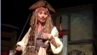 Johnny Depp surprises Disneyland guests as Jack Sparrow in Pirates of the Caribbean ride