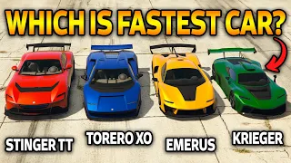 GTA 5 Online: ITALI GTO STINGER TT VS TORERO XO VS KRIEGER VS EMERUS (WHICH IS FASTEST?)
