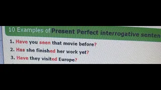 GRAMMAR PRESENT PERFECT INTERROGATIVE SENTENE, Easy English conversation,  vocabulary.