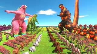 Rainbow Godzilla X Green Godzilla VS Lava Shin Godzilla - Animal Revolt Battle Simulator