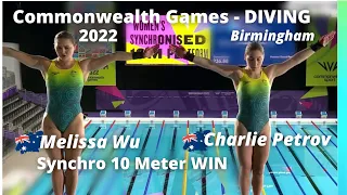 2022 Melissa Wu & Charlie Petrov Commonwealth Games Diving Australia Women 10 Meter