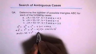 Ambiguous Case Using Cosine Law Q4