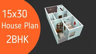 15x30 House Plan 2BHK || 50 Gaj House Design || 15x30 Ghar Ka Naksha || Small Village House