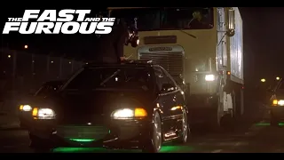 The Fast And The Furious - Opening Scene Car Chase (Civic Vs Semi Truck) 4K HD