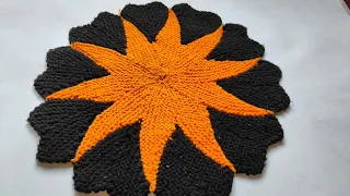 32 fande se banaye flower shape door mat, Paydan banane ka tarika, doormat making at home, diy,