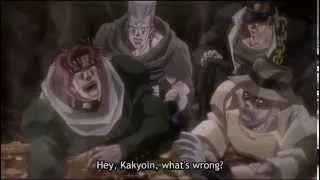 Kakyoin,Polnareff and Jotaro laughing.