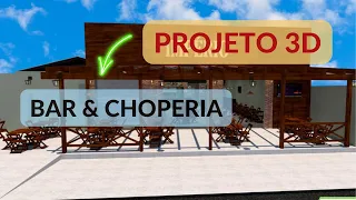 PROJETO 3D Bistro e Choperia #arquitetura #lumion