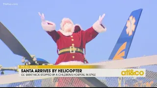 Santa Arrives by Helicopter