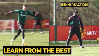 Benni McCarthy coaches McTominay as a striker during Manchester United training | Man Utd News