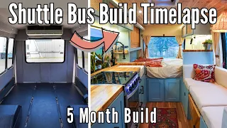 Amazing Full Shuttle Bus Build Timelapse Start to Finish! Ford E350 DIY Camper Conversion! #vanlife