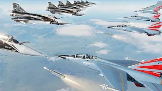 US Mirage F1B, China M-2000C Planes Fight - 20 Vs 20 | Fighting Aircraft - Plane Simulator