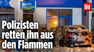 Wiesbaden: Betrunkener flüchtet vor Polizei und rast in Tankstelle