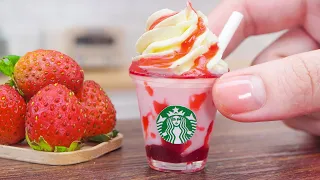 How to make Miniature Starbuck Strawberry Frappuccino Recipe | ASMR Satisfying Cooking Mini Food