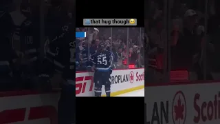 that 17 & 55 hug though🥹 #myfaves #scheifele #lowry #winnipegjets #hockey #nhl #hattrick