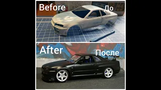 Build (сборка) Nissan Skyline R34 GT-R V-spec 2 Tamiya 1/24 Part 3(Final)