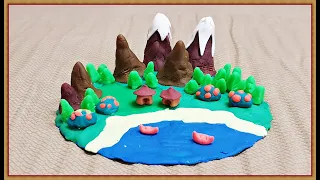 How to make a Playdough / Modelling clay island for a school project  ||  DIY nature clay modelling