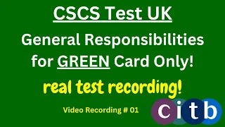 CSCS Card UK | CSCS Test 2023 | CSCS Test for Green Card | #cscscard | #01 #general responsibilities