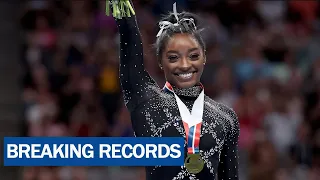 Simone Biles makes US gymnastics history by winning record 8th all-around title